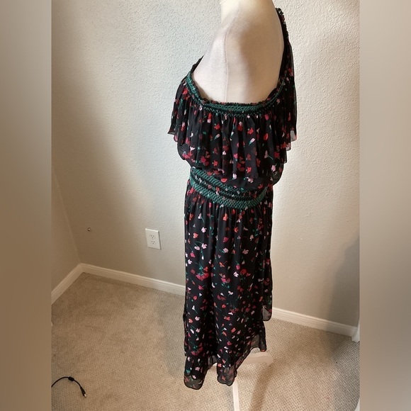 Joie Hafsa One Shoulder Silk Floral Dress Size Small Black Red Pink - Picture 3 of 9